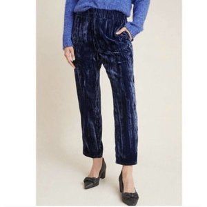 Anthropologie Blue Soft Velvet Finished Ankle Pants Sz XS NWT